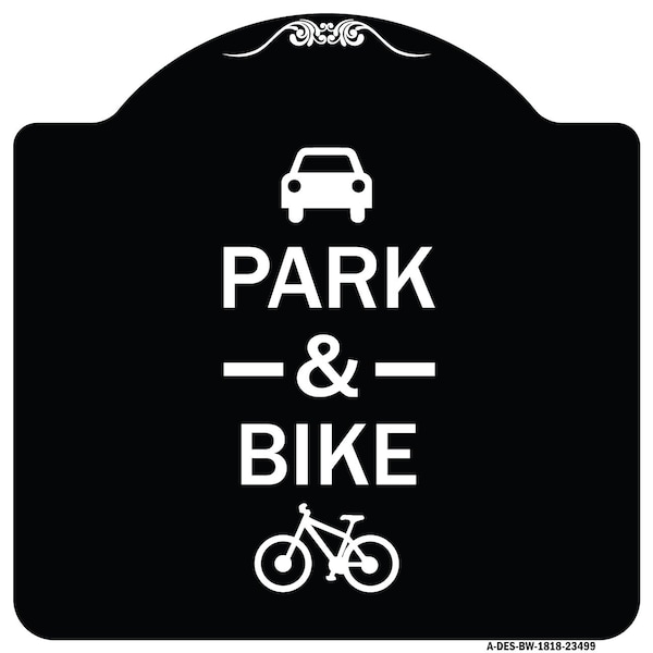 Park & Ride With Bicycle Graphic Heavy-Gauge Aluminum Architectural Sign, 18" x 18", BW-1818-23499